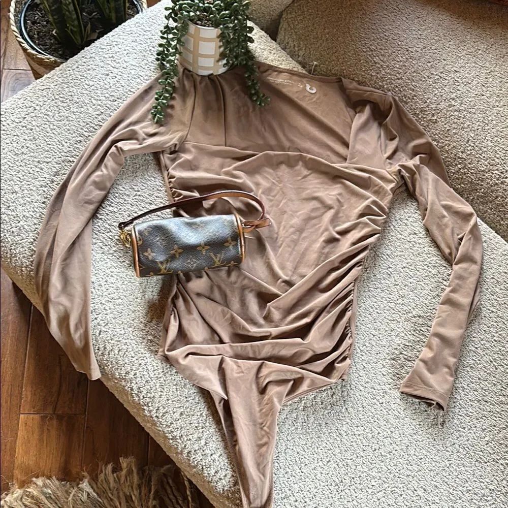 Abercrombie & Fitch Tan Ruched Bodysuit